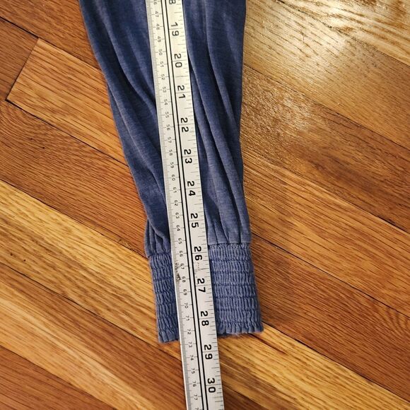 Sundry for Evereve Blue-Grey High Neck Puff Sleeve Raglan Smocked Knit Top Sz M - Picture 7 of 8